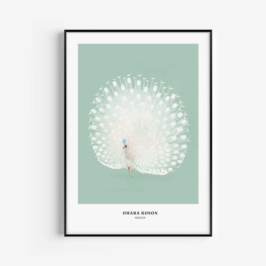 Peacock by Ohara Koson - Mint Green - AureousHome