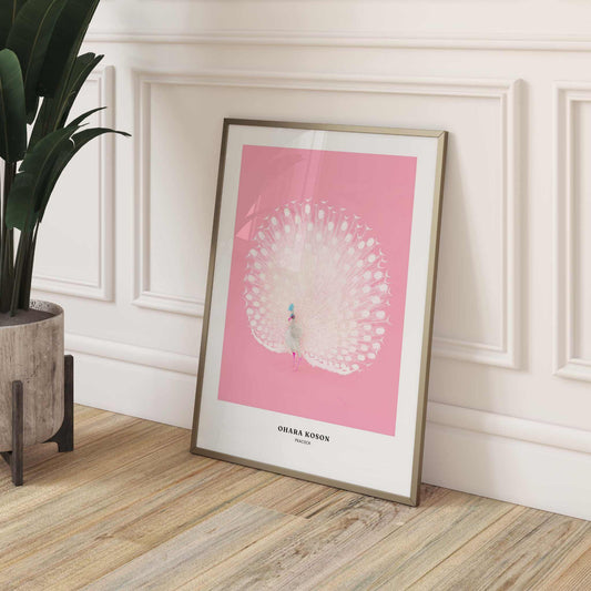 Peacock by Ohara Koson - Pink - AureousHome