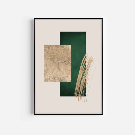 Greek Emerald Green And Gold Abstract Wall Art Print