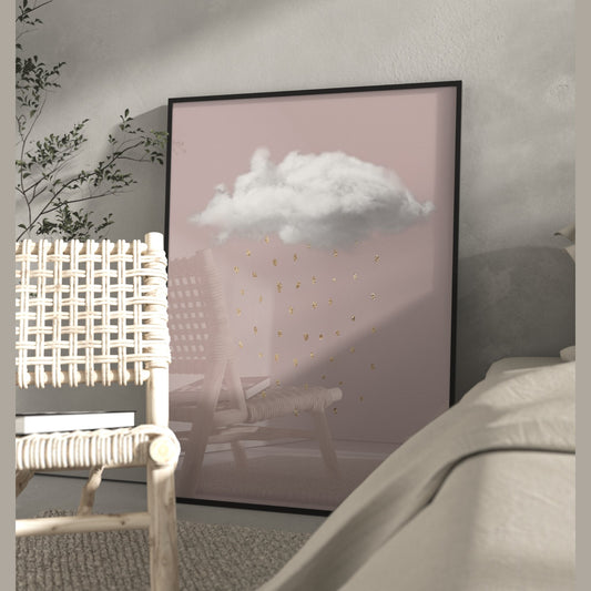 Pink And Gold Rain Cloud Wall Art Print