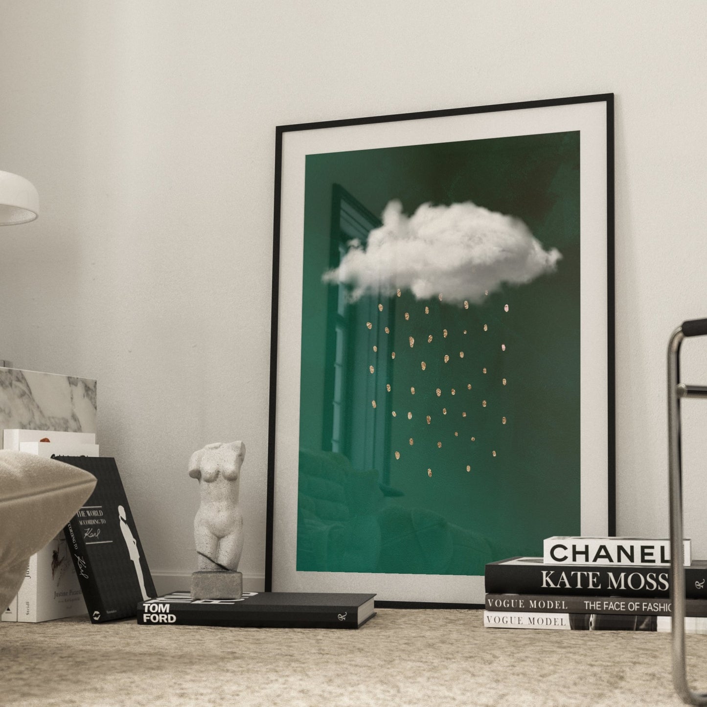 Emerald Green And Gold Rain Cloud Wall Art Print