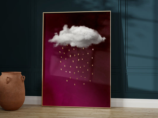 Pink And Gold Rain Cloud Wall Art Print