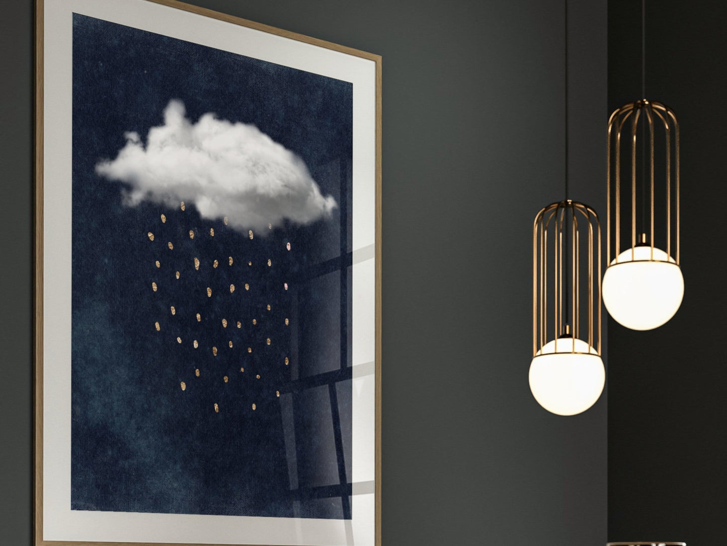 Sapphire And Gold Rain Cloud Wall Art Prints