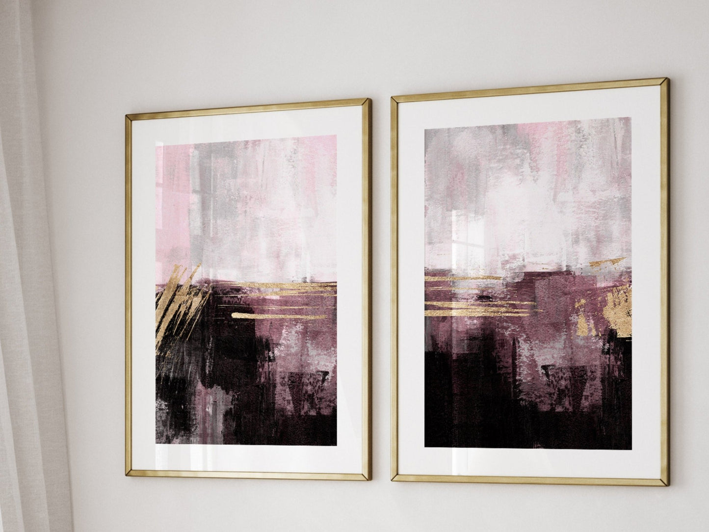 Mauve Tones Abstract Wall Art Print - Set Of 3