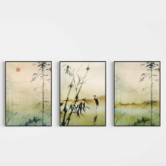 Komorebi Japanese Wall Art Prints - Set Of 3