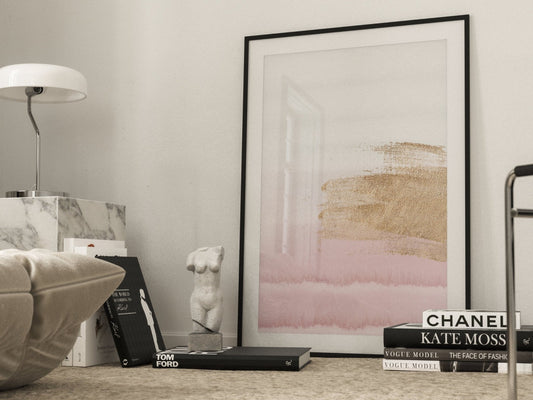 Pink And Grey Watercolour Abstract Wall Art Print