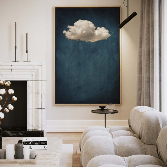 Storm Cloud Framed Canvas - Vintage Blue - AureousHome
