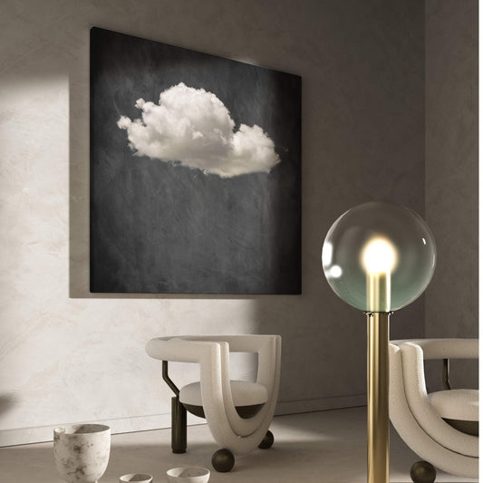 Storm Cloud Square Framed Canvas Art - Grey - AureousHome