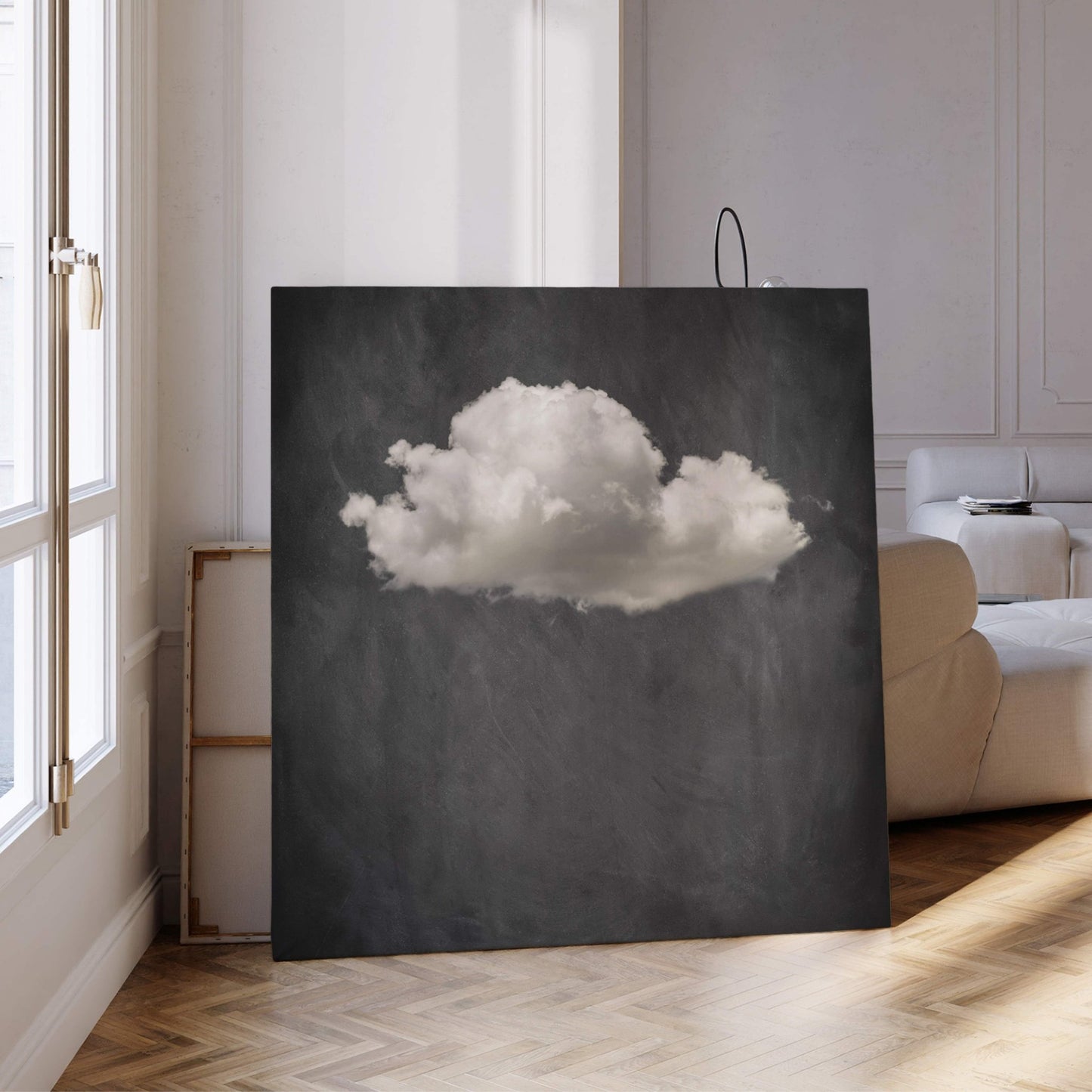 Storm Cloud Square Framed Canvas Art - Grey - AureousHome