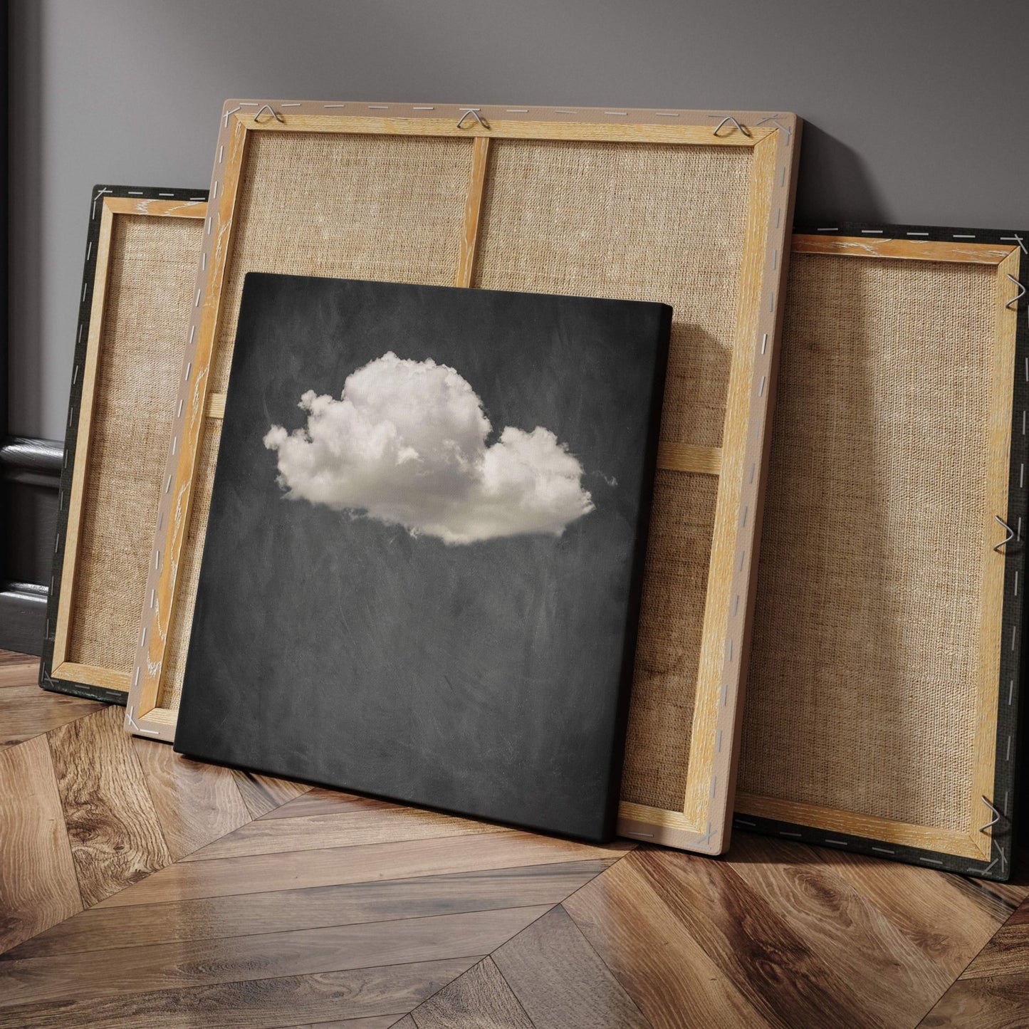 Storm Cloud Square Framed Canvas Art - Grey - AureousHome