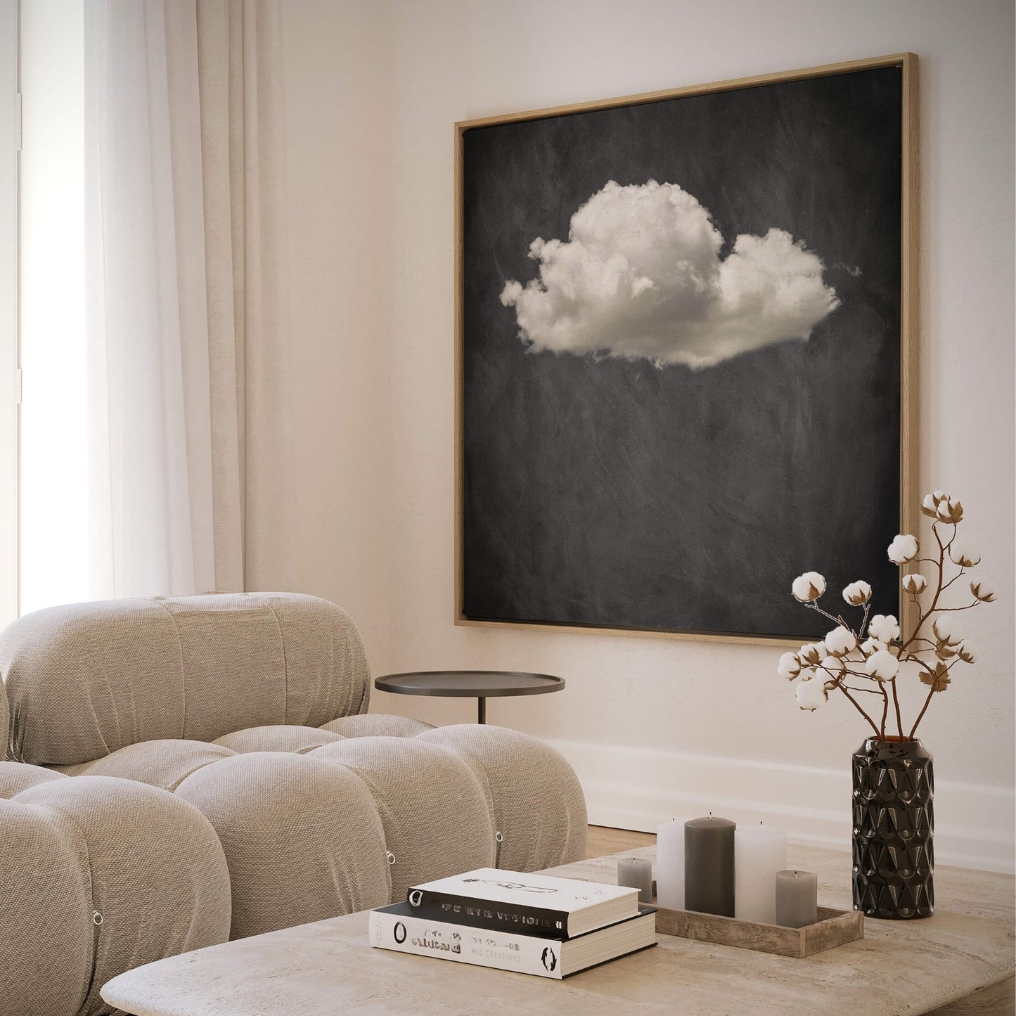 Storm Cloud Square Framed Canvas Art - Grey - AureousHome