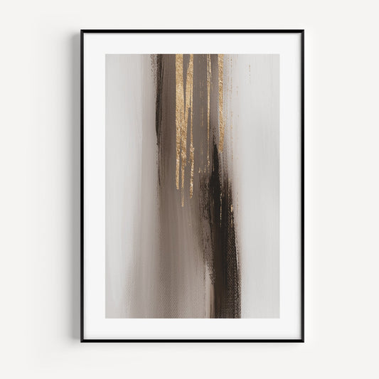 Beige Brown And Gold Abstract Wall Art Print