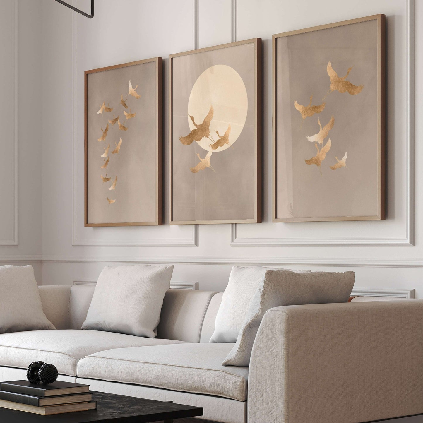 Tsuru trio - Beige and Gold - AureousHome