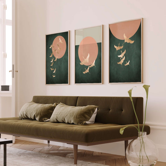 Tsuru trio - Green and Gold - AureousHome