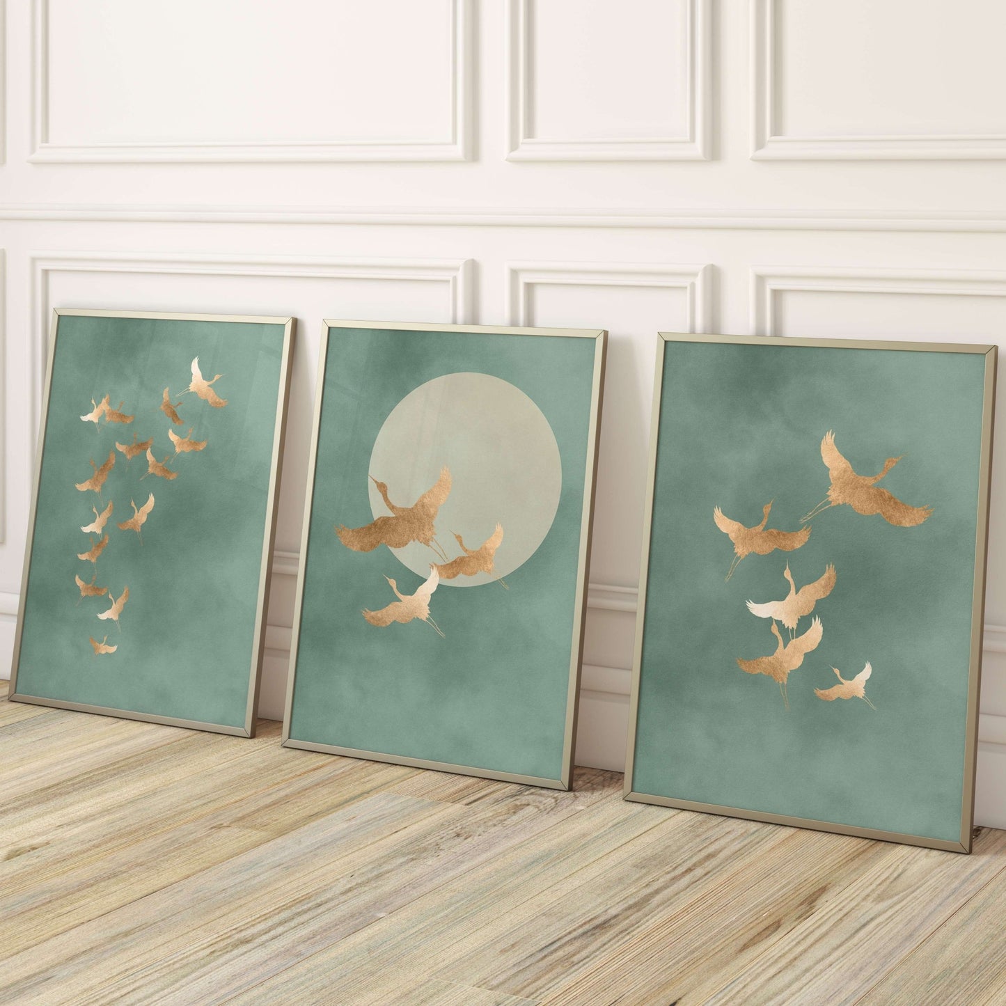 Tsuru trio - Sage and Gold - AureousHome