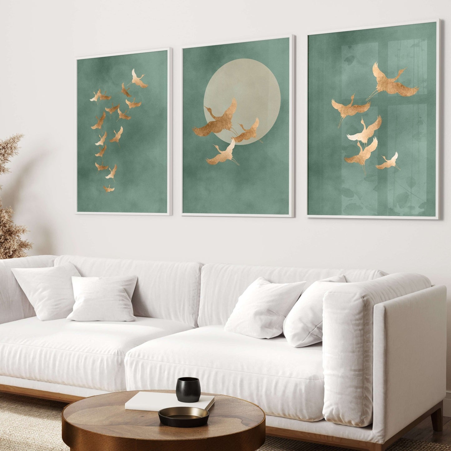 Tsuru trio - Sage and Gold - AureousHome