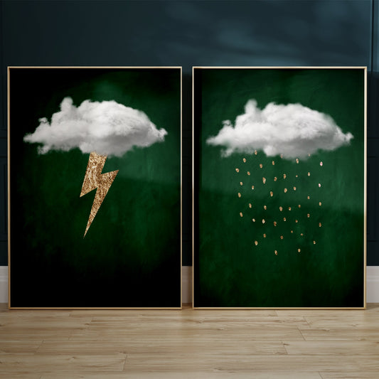 Emerald Green Cloud Lightning Duo - Set Of 2